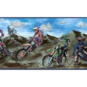 Blue Motocross Wallpaper Border