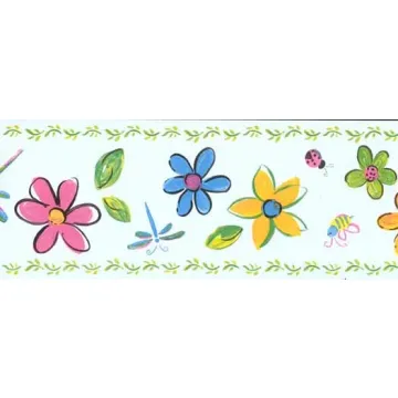 Multi Colored Flowers Wall Paper Border
