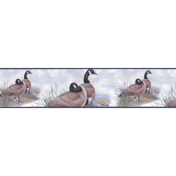 A Family of Geese Blue Wallpaper Border