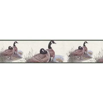 A Family of Geese Green Wallpaper Border