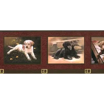 Labrador Puppy Dog Wallpaper Border - Seabrook Designs