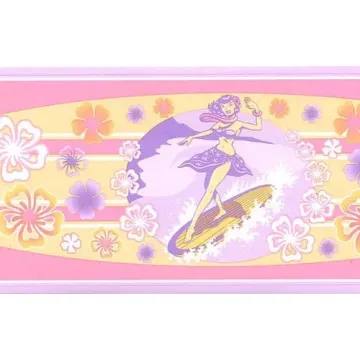 Purple and Pink Hawaiian Surfboard Wallpaper Border
