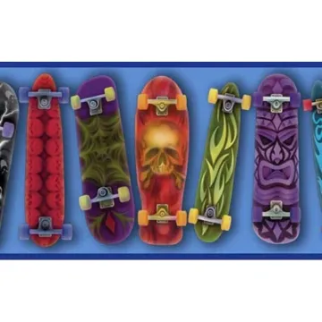 Blue Skateboard Wallpaper Border GU92051B