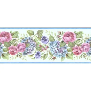 Lilac and Rose Blue Wall Paper Border