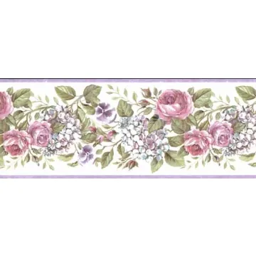 Lilac and Rose Wall Paper Border