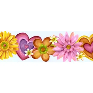 Flower and Heart Power Wallpaper Border