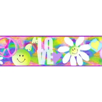 Peace and Love Tie Dyed Wallpaper Border