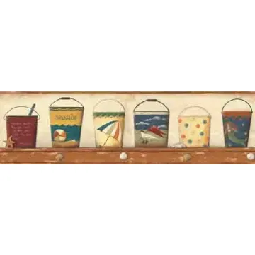 Terracota Beach Pails Wallpaper Border