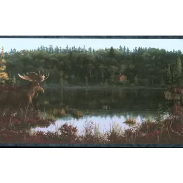 Moose by the Lake Wallpaper Border