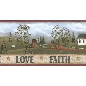 Country Church Wallpaper Border