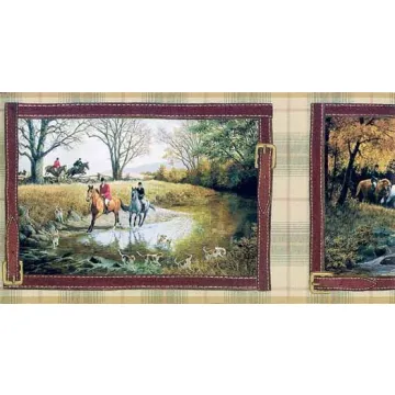Framed British on Horses Wallpaper Border
