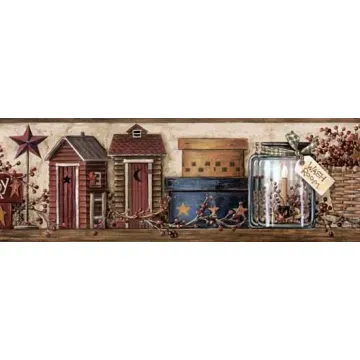 Country Bath and Wash Room Wallpaper Border