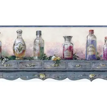 Herbs and Oil Bottles Wallpaper Border