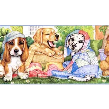 Playful Puppies Wallpaper Border