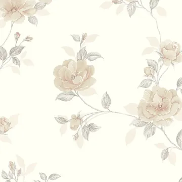 IM36402 In Register Rose Trail Wallpaper Beige, Light Grey Silk Impressions 2 Norwall Wallcovering