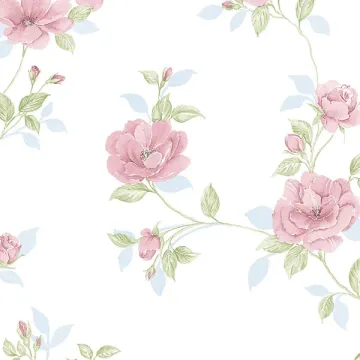 IM36403 In Register Rose Trail Wallpaper Cream, Beige, Pink, Blue, Green Silk Impressions 2 Norwall Wallcovering