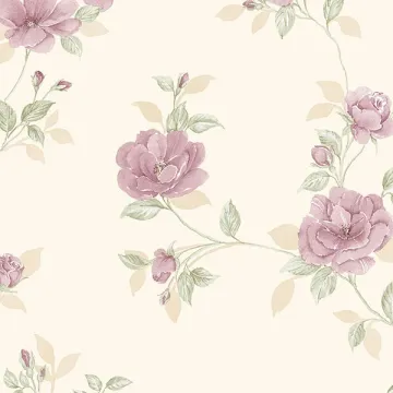 IM36404 In Register Rose Trail Wallpaper Cream, Pink, Green Silk Impressions 2 Norwall Wallcovering