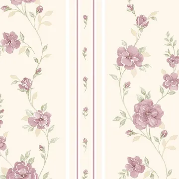 IM36410 In Register Rose Stripe Wallpaper Cream, Pink, Green Silk Impressions 2 Norwall Wallcovering