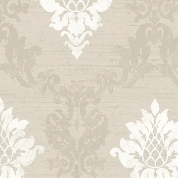 IM36425 In-register Silk Damask Wallpaper Taupe, White, Beige Impressions 2 Norwall Wallcovering