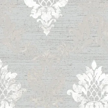 IM36426 In-register Silk Damask Wallpaper Metallic Silver, Grey Impressions 2 Norwall Wallcovering