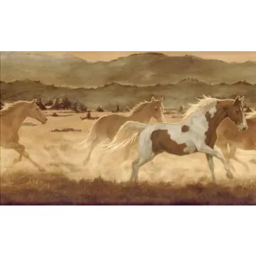 Brown Mustang Sunset Wallpaper Border
