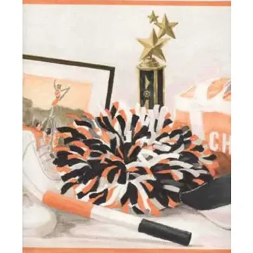 Orange Cheerleading Wallpaper Border