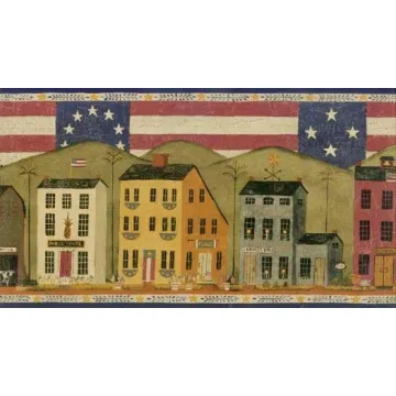 Patriotic Shaker House Wallpaper Border