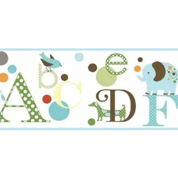 Polka Dots Animal and Alphabet Wallpaper Border