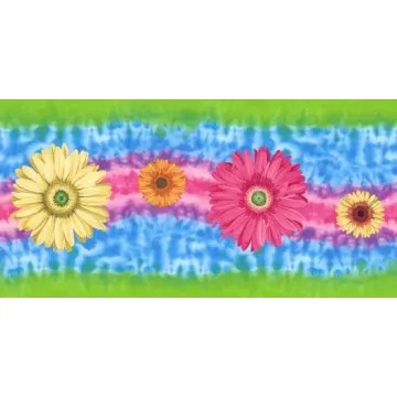 Green Tie Dyed Daisy Wallpaper Border