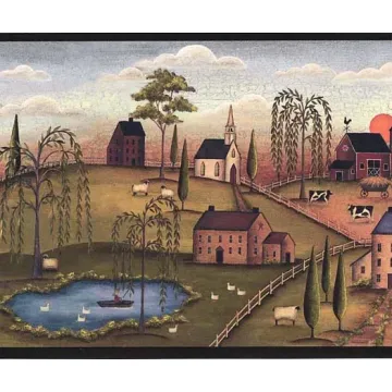 Willow Farm Black Wallpaper Border