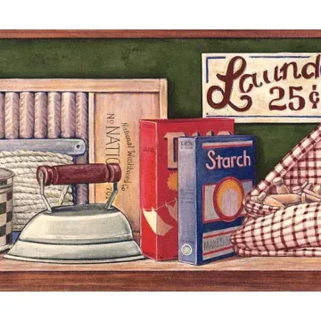 Green Laundry 25 Cents Wallpaper Border