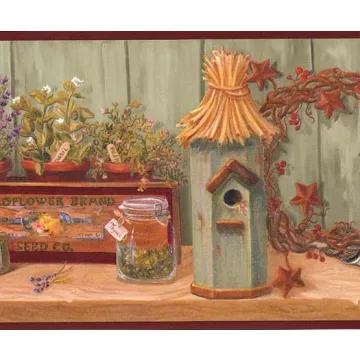 Burgundy Kitchen Collectibles Wallpaper Borde