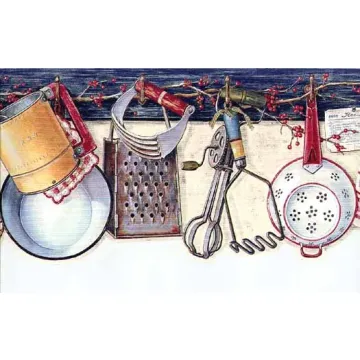 Blue Collectible Kitchen Wallpaper Border