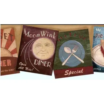 Diner Signs Wall Paper Border