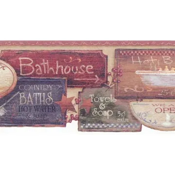 Bathroom Signs Wallpaper Border - York Wallcoverings