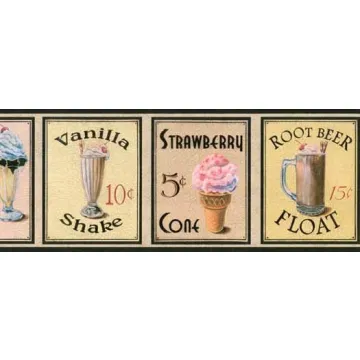 Black Soda Shop Wallpaper Border