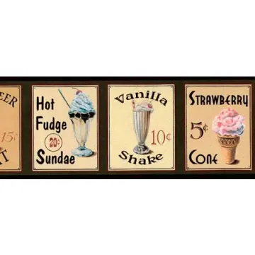 Green Soda Shop Wallpaper Border