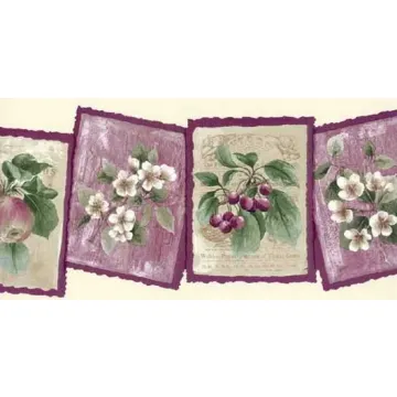 Framed Flower and Fruit Wallpaper Border