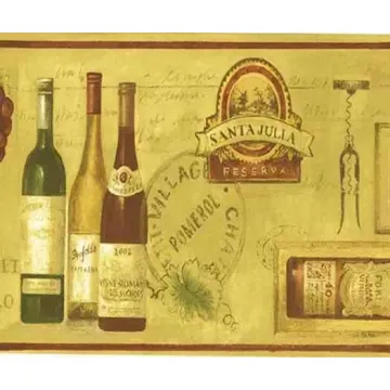 Wine Bottle and Label Wallpaper Border