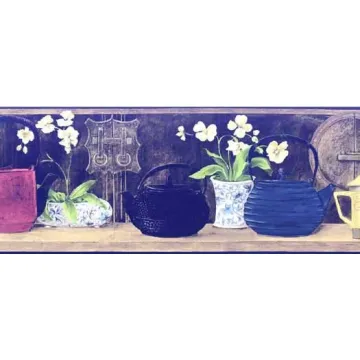 Black Teapot Wallpaper Border