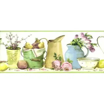 Light Green Kitchen Wallpaper Border - Patton Norwall