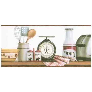 Burgundy Toaster Shelf Wallpaper Border