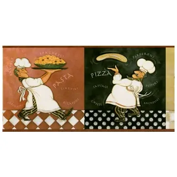 Black Bon Appetito Kitchen Wallpaper Border- 1 left