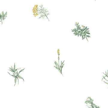 KC18532 Herb Sidewall Wallpaper Yellow, Greens Kitchen Elements Norwall Wallcovering