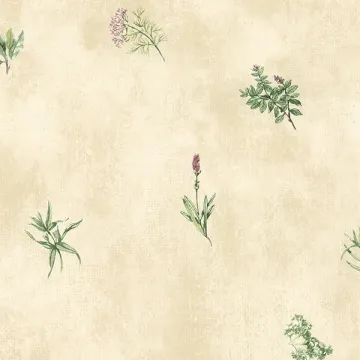 KC18535 Herb Sidewall Wallpaper Cream, Pink, Green Kitchen Elements Norwall Wallcovering