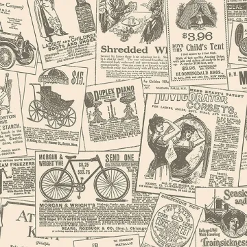KC28503 Newspaper Wallpaper Beige, Black Fresh Kitchens 5 Norwall Wallcovering