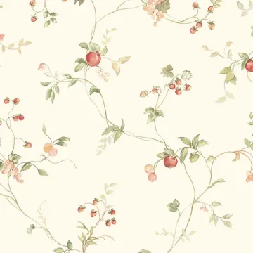 KC28535 Mini Fruit Trail Wallpaper Red, Green, Cream Fresh Kitchens 5 Norwall Wallcovering