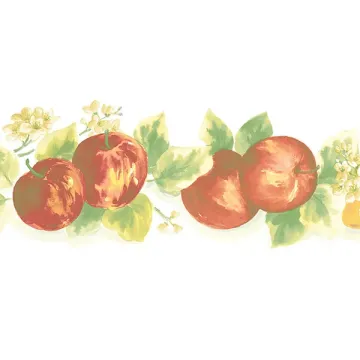 KC78352DC Lemon Apple Wallpaper Border Red, Yellow, Green Fresh Kitchens 5 Norwall Wallcovering