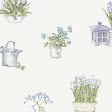 KE29917 Gardening Sidewall Wallpaper Purple, Blue Kitchen Elements Norwall Wallcovering