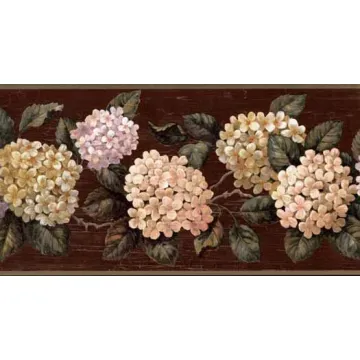 Burgundy Hydrangea Wall Paper Border